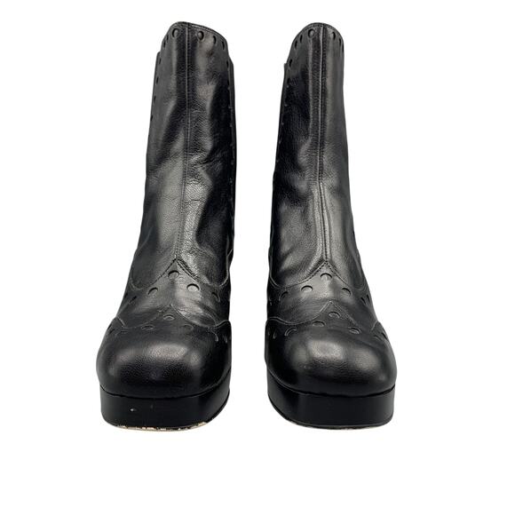 Orla Kiely Clarks Dixie Platform Boots US 9M Black Leather Dark Academia Witchy - Picture 5 of 12